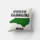 ノースカロライナ州地図の概要、写真と米国国旗の文字 クッション (裏面)
