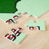 ノースカロライナ州地図の概要、写真と米国国旗の文字 ジグソーパズル (側面)