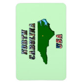 ノースカロライナ州地図の概要、写真と米国国旗の文字 マグネット (縦)