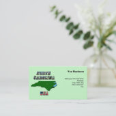 ノースカロライナ州地図の概要、写真と米国国旗の文字 名刺 (スタンド正面)