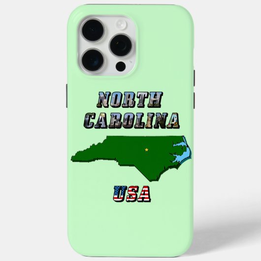 ノースカロライナ州地図の概要、写真と米国国旗の文字 Case-Mate iPhoneケース (裏面)