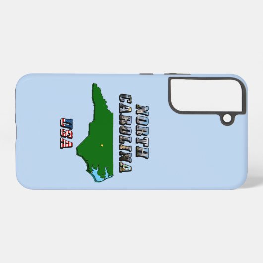 ノースカロライナ州地図の概要、写真と米国国旗の文字 SAMSUNG GALAXYケース (裏面横)