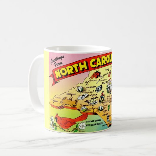 ノースカロライナ州地図マグ コーヒーマグカップ (正面左)