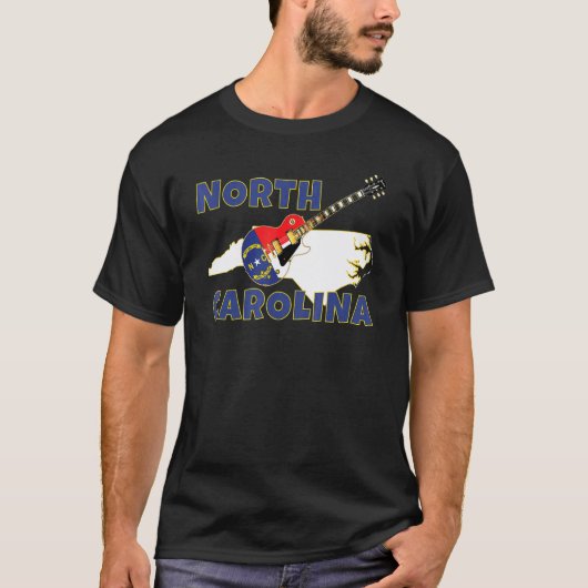 ノースカロライナ州地図 ターヒール州 ノースカロライナ州の旗 Tシャツ (正面)