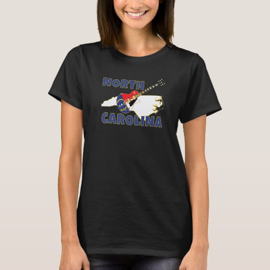 ノースカロライナ州地図 ターヒール州 ノースカロライナ州の旗 Tシャツ (正面)