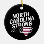 ノースカロライナ州旗とNC州と米国旗 セラミックオーナメント (正面)