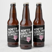 ノースカロライナ州旗とNC州と米国旗 ビールラベル (ボトル)