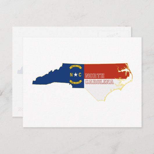 ノースカロライナ州旗の形をした州旗 ポストカード (正面/裏面)