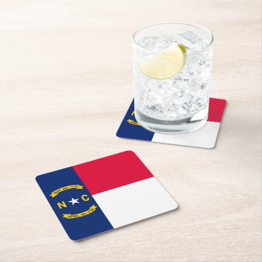 ノースカロライナ州旗デザイン スクエアペーパーコースター (インサイチュ)