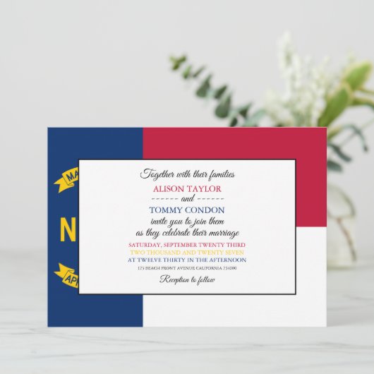 ノースカロライナ州旗結婚旗 招待状 (スタンド正面)
