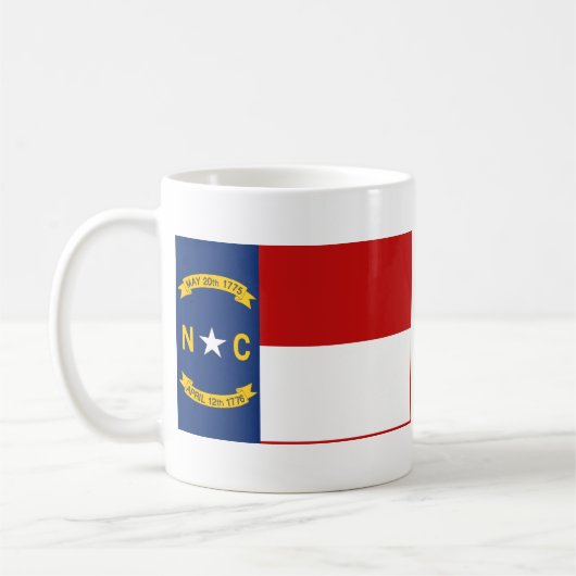 ノースカロライナ州旗+地図マグカップ コーヒーマグカップ (左)