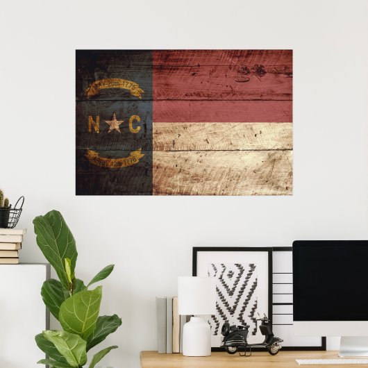 ノースカロライナ州旗（旧木目） ポスター (ホームオフィス)
