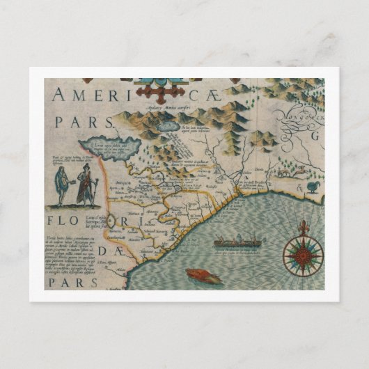 ノースカロライナ州沿岸、マップの詳細タイトル ポストカード (正面)