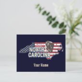 ノースカロライナ州統一された州の地図USAヴィンテージ シーズンポストカード (スタンド正面)