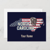 ノースカロライナ州統一された州の地図USAヴィンテージ シーズンポストカード (正面/裏面)