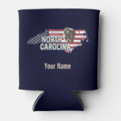 ノースカロライナ州統一された州の地図USAヴィンテージ 缶クーラー (正面)
