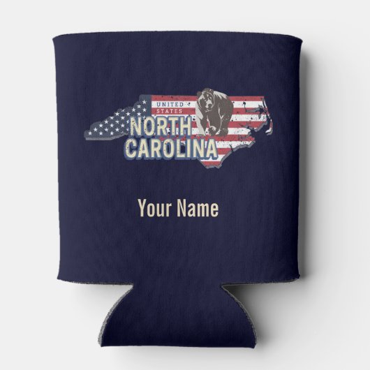 ノースカロライナ州統一された州の地図USAヴィンテージ 缶クーラー (裏面)