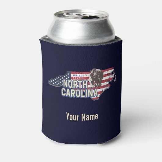 ノースカロライナ州統一された州の地図USAヴィンテージ 缶クーラー (缶裏面)