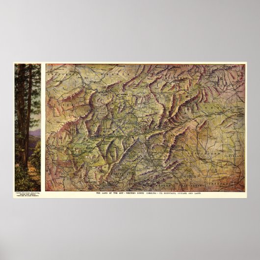ノースカロライナ州西部のパノラママップ ポスター (正面)