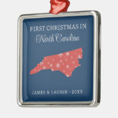 ノースカロライナ州 アメリカ合衆国での初めてのクリスマスを夫婦で メタルオーナメント (左)