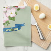 ノースカロライナ州(鳥)ショウジョウコウカンチョウバードハナミズキ花 キッチンタオル (四つ折り)