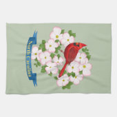 ノースカロライナ州(鳥)ショウジョウコウカンチョウバードハナミズキ花 キッチンタオル (横)
