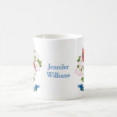 ノースカロライナ州(鳥)ショウジョウコウカンチョウバードハナミズキ花 コーヒーマグカップ (中央)