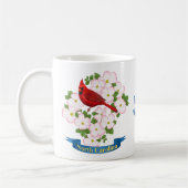 ノースカロライナ州(鳥)ショウジョウコウカンチョウバードハナミズキ花 コーヒーマグカップ (左)