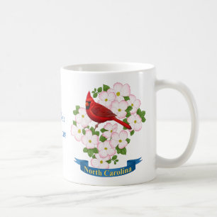ノースカロライナ州(鳥)ショウジョウコウカンチョウバードハナミズキ花 コーヒーマグカップ