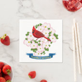 ノースカロライナ州（鳥）ショウジョウコウカンチョウバードハナミズキ花 スタンダードカクテルナプキン (インサイチュ)