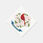 ノースカロライナ州（鳥）ショウジョウコウカンチョウバードハナミズキ花 スタンダードカクテルナプキン (角)