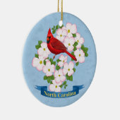 ノースカロライナ州（鳥）ショウジョウコウカンチョウバードハナミズキ花 セラミックオーナメント (右)