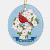 ノースカロライナ州（鳥）ショウジョウコウカンチョウバードハナミズキ花 セラミックオーナメント (左)