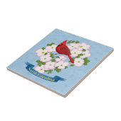 ノースカロライナ州(鳥)ショウジョウコウカンチョウバードハナミズキ花 タイル (側面)