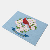 ノースカロライナ州（鳥）ショウジョウコウカンチョウバードハナミズキ花 ドアマット (アングル)