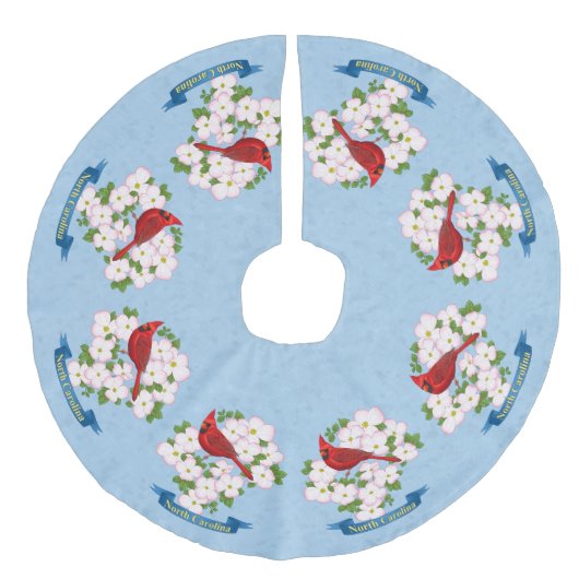 ノースカロライナ州(鳥)ショウジョウコウカンチョウバードハナミズキ花 フェイクリネンツリースカート (正面)