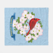 ノースカロライナ州（鳥）ショウジョウコウカンチョウバードハナミズキ花 フリースブランケット