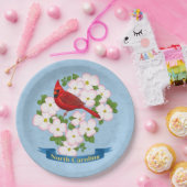 ノースカロライナ州（鳥）ショウジョウコウカンチョウバードハナミズキ花 ペーパープレート (パーティー)