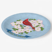ノースカロライナ州（鳥）ショウジョウコウカンチョウバードハナミズキ花 ペーパープレート (アングル)