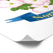 ノースカロライナ州（鳥）ショウジョウコウカンチョウバードハナミズキ花 ポスター (角)