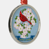 ノースカロライナ州(鳥)ショウジョウコウカンチョウバードハナミズキ花 メタルオーナメント (右)