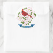 ノースカロライナ州(鳥)ショウジョウコウカンチョウバードハナミズキ花 ラウンドシール (バッグ)