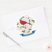 ノースカロライナ州(鳥)ショウジョウコウカンチョウバードハナミズキ花 ラウンドシール (封筒)