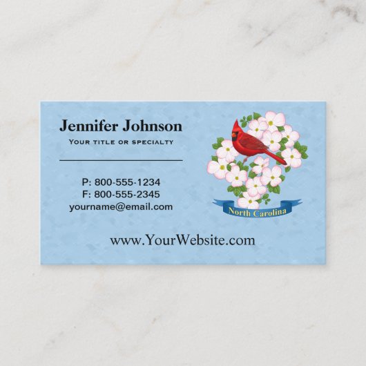 ノースカロライナ州(鳥)ショウジョウコウカンチョウバードハナミズキ花 名刺 (正面)
