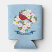 ノースカロライナ州（鳥）ショウジョウコウカンチョウバードハナミズキ花 缶クーラー (裏面)