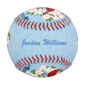 ノースカロライナ州（鳥）ショウジョウコウカンチョウバードハナミズキ花 野球ボール (裏面)