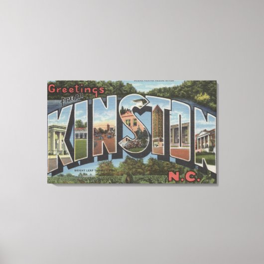 ノースカロライナ州Kinston – 大きな文字のシーン キャンバスプリント (正面)