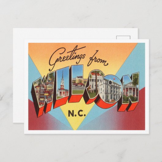 ノースカロライナ旅行ウィルソンからの挨拶 ポストカード (正面/裏面)