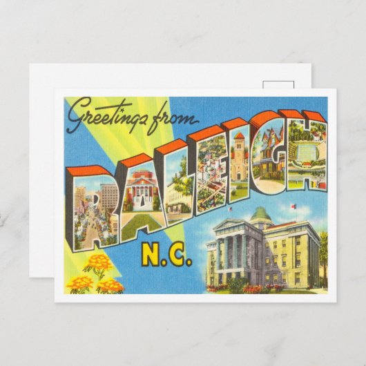 ノースカロライナ旅行ローリーからの挨拶 ポストカード (正面/裏面)