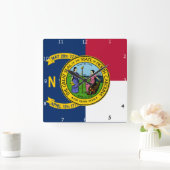 ノースカロライナ旗とシール スクエア壁時計 (ホーム)